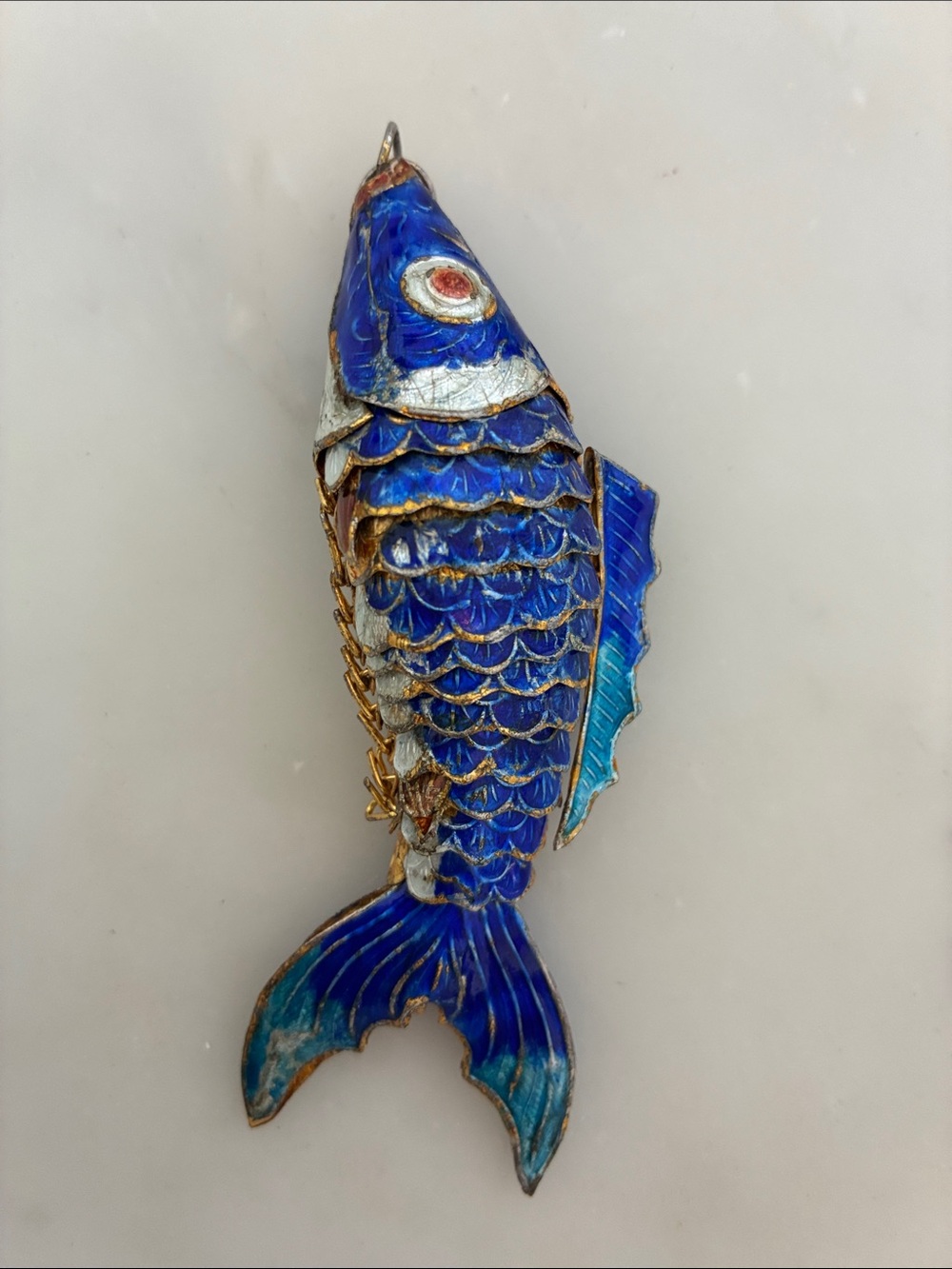 Blue Enamel Fish Ornament - Decorative Pet Fish pendant necklace